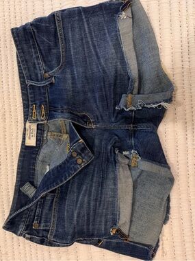 Abercrombie & Fitch Distressed Dark Blue Denim Shorts